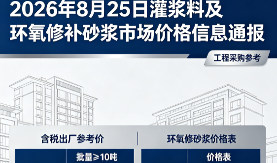 袁州2026年8月25日灌浆料及环氧修补砂浆市场价格信息通报